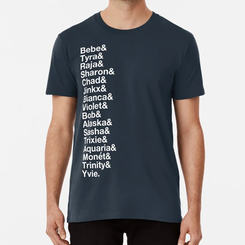 

Список победителей оригинальных соревнований Drag Race-белый текст * Обновление 2021 * футболка Drag Queen Drag Race Rupaul Alaska Sasha