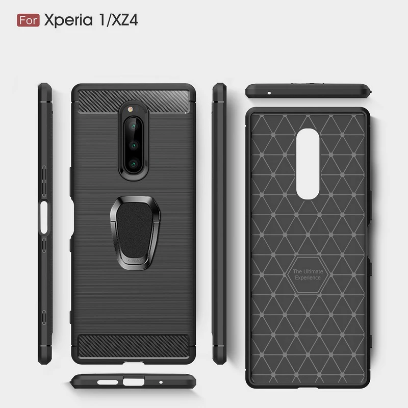 Чехол из углеродного волокна для sony Xperia 2 20 XZ4 Compact XZ3 XZ2 Premium XZ1 Compact XZ XA3 XA2 XA1 Ultra 10 Plus L2 Чехол-держатель