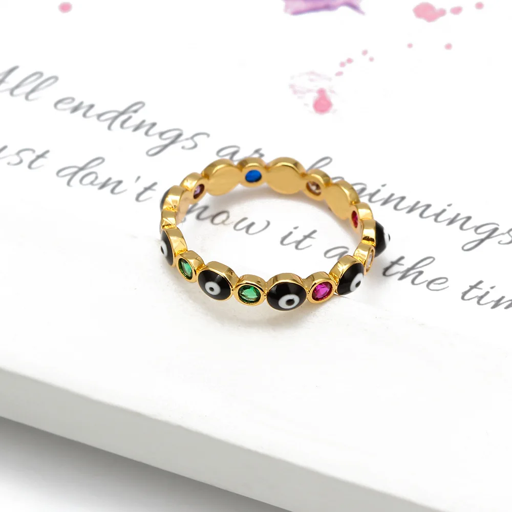 Массивные позолоченные кольца с фианитами от сглаза для женщин милые красочные