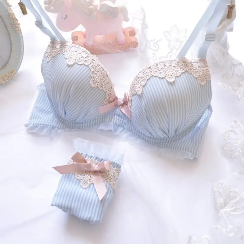 Super Gather Fashion Underwear Women Bra Set Push Up Brassiere Cotton Thick Deep V Sexy Bras Lace Lingerie Sets Embroidery