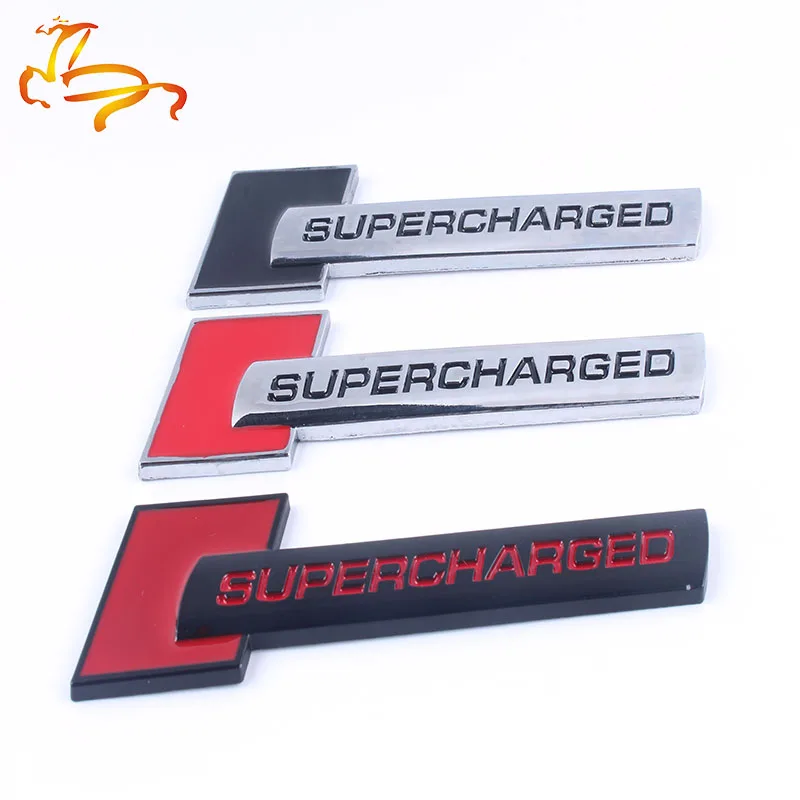 Металлический автомобиля хром эмблема значок Supercharged сторона с логотипом спереди