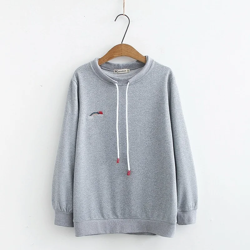 

Plus Size XL-4XL Embroidery Women's Autumn Hoodie Oversized Long Sleeved Pullovers Large Size Outerwear