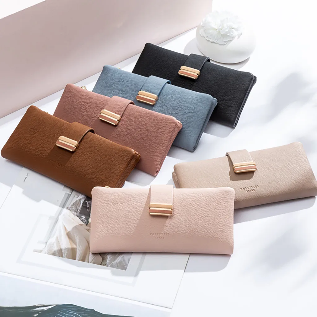 Женский Длинный кошелек повседневный Многофункциональный клатч на молнии с