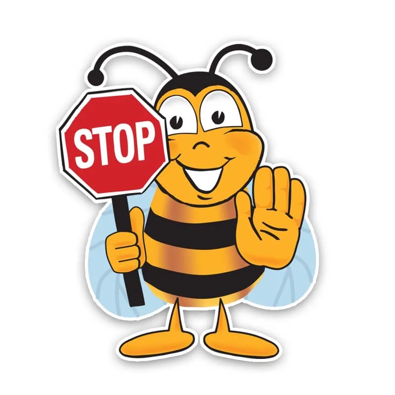 

BEE STOP Decorate Car Sticker Cartoon Style Warning Sign Decals Auto Accessories Personalized PVC Waterproof Decal 13*13cm