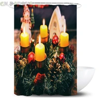 christmas tree curtains waterproof bathroom polyester cute kid%e2%80%98s%e2%80%99 festival candel shower curtains screen with hooks fashion