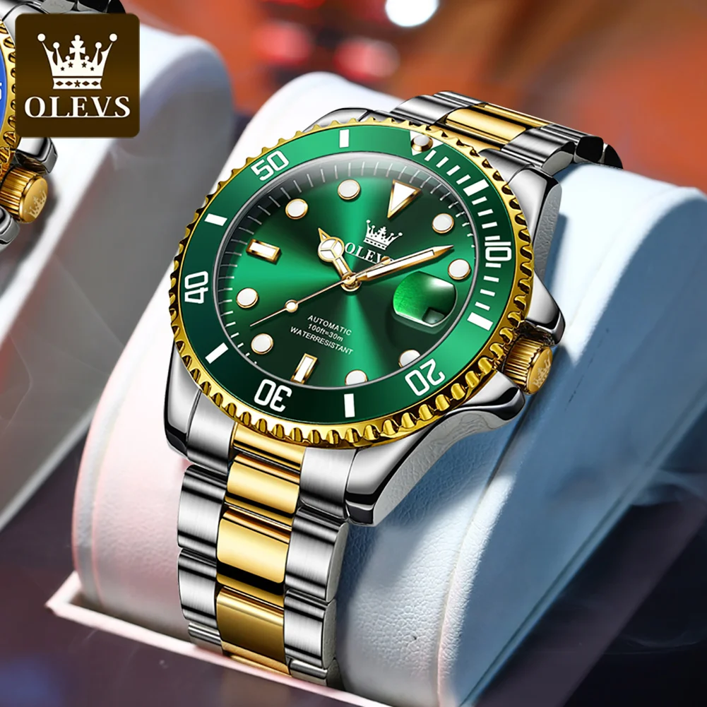 

OLEVS Brand Business Date Men's Watch Automatic Black Watch Men's Stainless Steel Waterproof Luxury Sports Mechanical Watch 6650