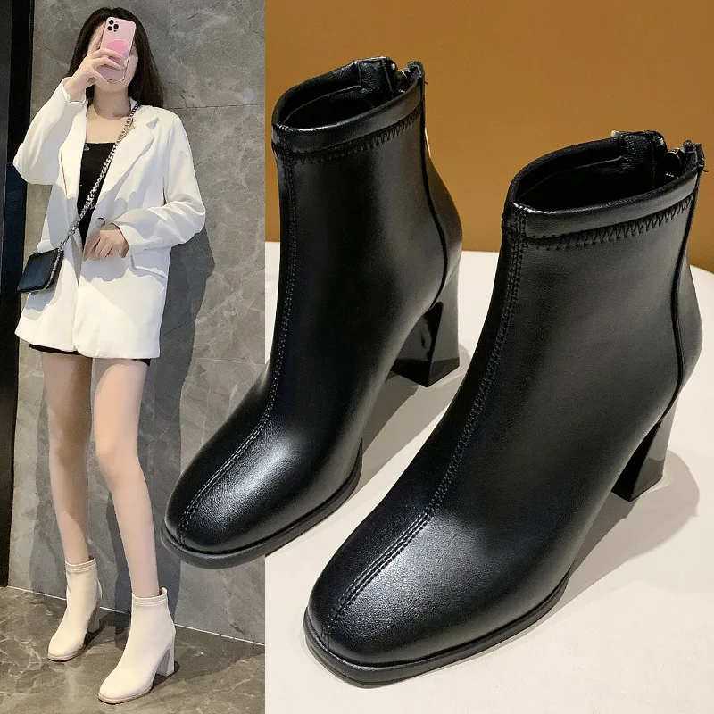 

2022 New Winter Women's Boots Fashion Ankle shoe Ladies Block Heels Outdoor Party Women high boot