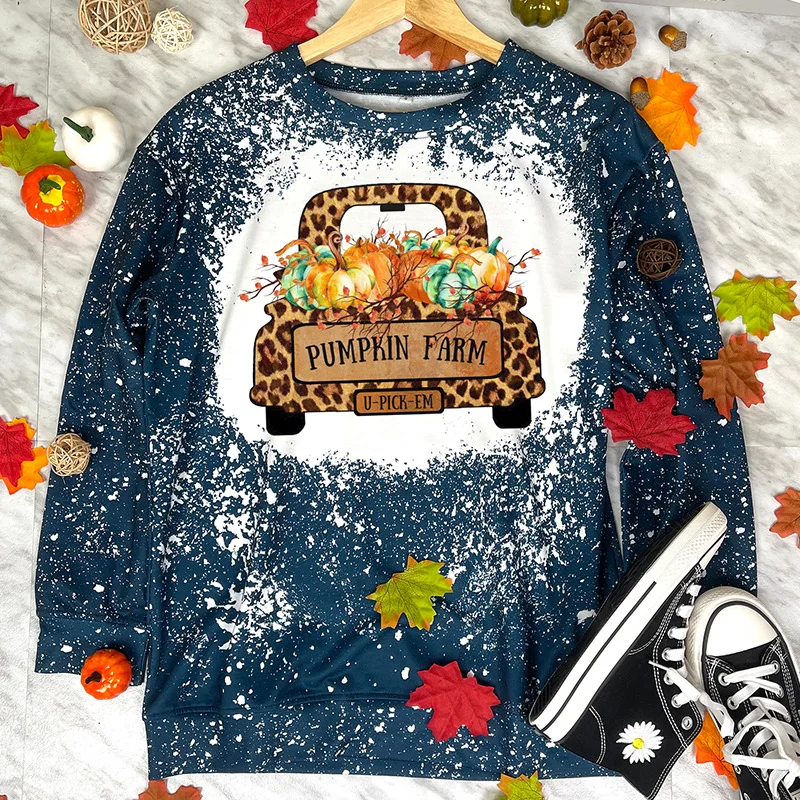 

Pumpkin Truck Womens Winter Tops Leopard Print Christmas Sweatshirt Autumn Letters Oversized Sweatshirt Thanksgiving Hoodie New