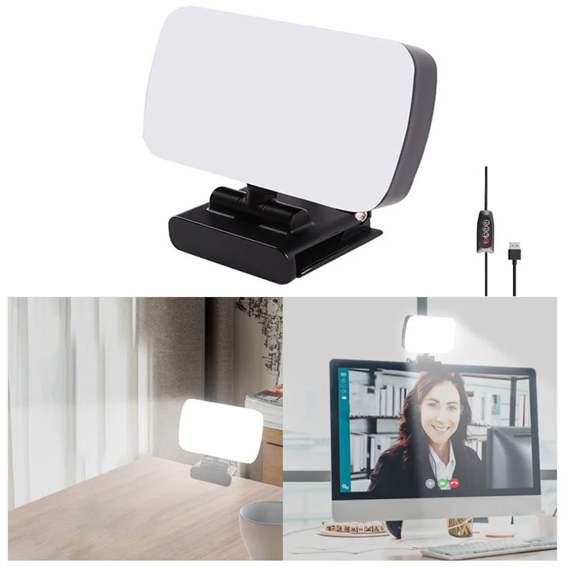 

Светодиодный светильник на клипсе для ноутбука, видеоконференции с 3 регулируемыми цветными зумами, звонков, видеоблогов, фотографий