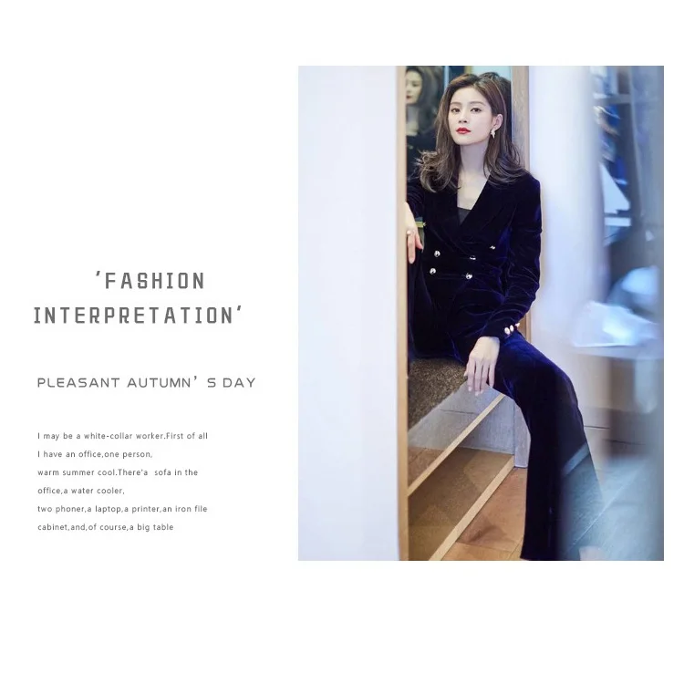 Женский деловой костюм из двух предметов двубортный Тренч с отложным воротником