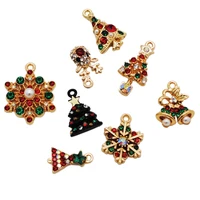 10pcslot kc gold tone christmas tree snowflake bell shape with rhinestone zinc alloy charms high quality