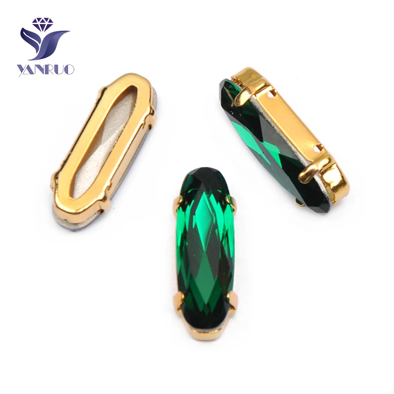 Emerald YANRUO 4161, удлиненные Стразы для багета, хрустальные причудливые камни с когтями, K9 точечные Стразы для рукоделия - Цвет: Emerald