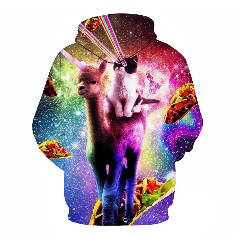 

2021 men's casual sweatshirt hooded glowing fox pattern 3D printed casual pullover long sleeve autumn and winter clothes