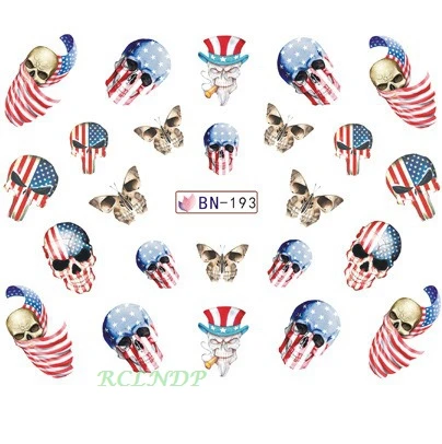 Водная наклейка для потенциометра черепа с американским флагом Бабочка кепка