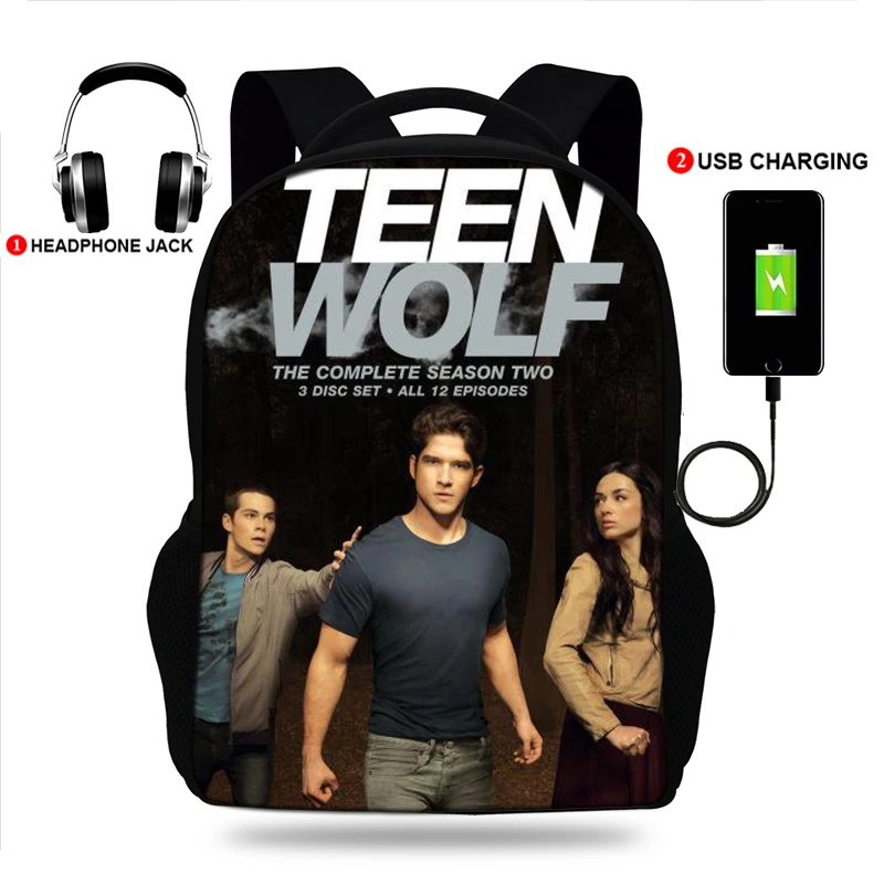 Многофункциональный рюкзак с принтом волка для мальчиков и девочек-подростков