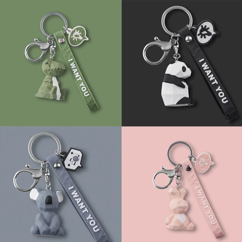 Креативный мультяшный геометрический граненый динозавр панда кукла брелок пара