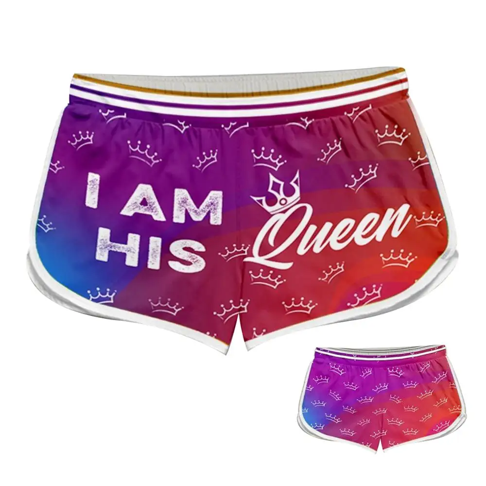 

Couple Matching King&Queen 3D Printed Shorts women for men Elastic Waist Shorts Summer Quick Dry Beach Casual funny Shorts