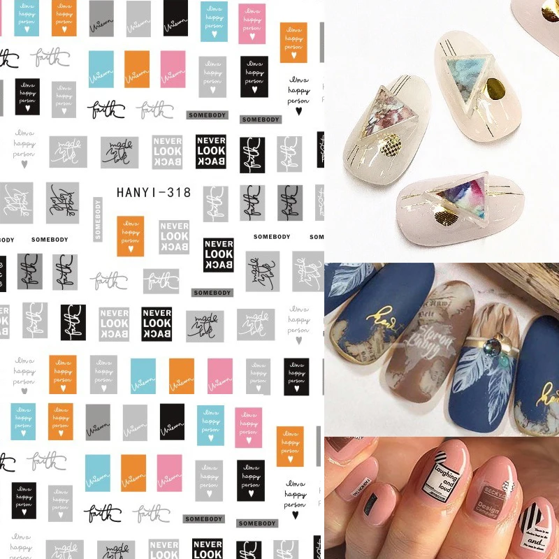 

Geometry Letter 3D Nail Stickers Adhesive Decals Nails Design Charm Press on Tips Gel Polish Manicure Decoration