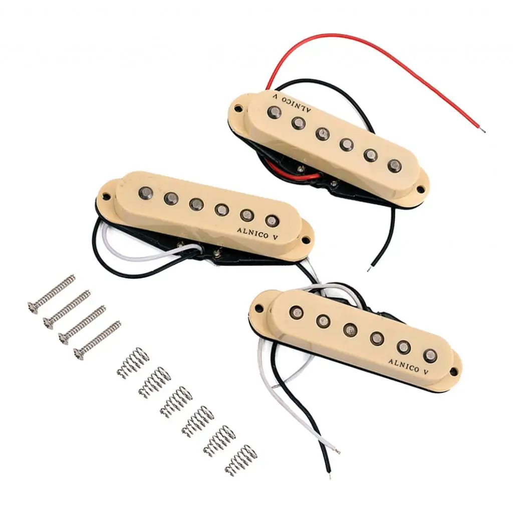 

Alnico V Electric Guitar Pickups Single Coil Staggered for ST, Beige