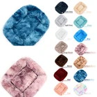 Мягкая длинная плюшевая кровать для домашних животных, домик для кошек и собак, коврик, зимние теплые квадратные спальные собаки, гнездо для щенков, переносная подушка для домашних животных, кровать для кошек