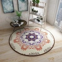 round vintage flower carpet bedroom living room non slip soft mat