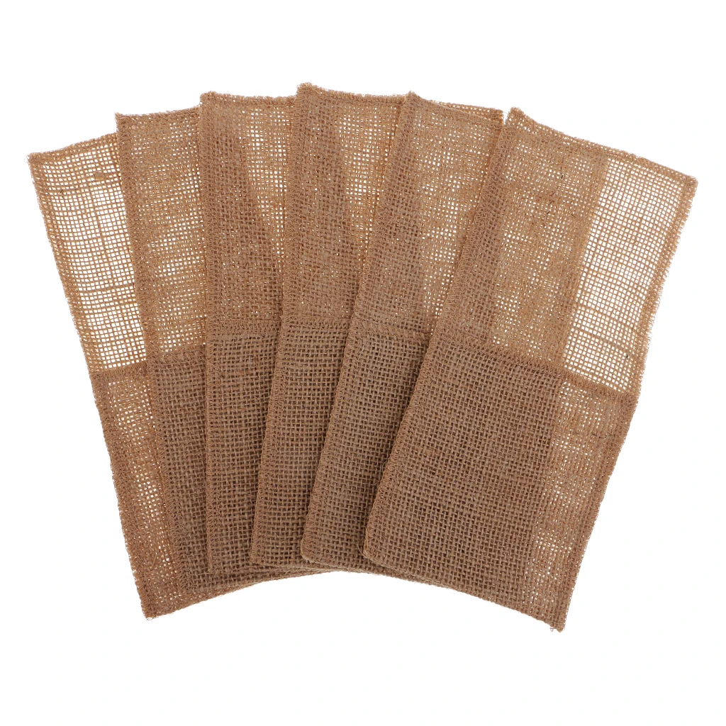 6 шт. натуральные мешковины держатели для посуды вилок и ножей мешок мешочек