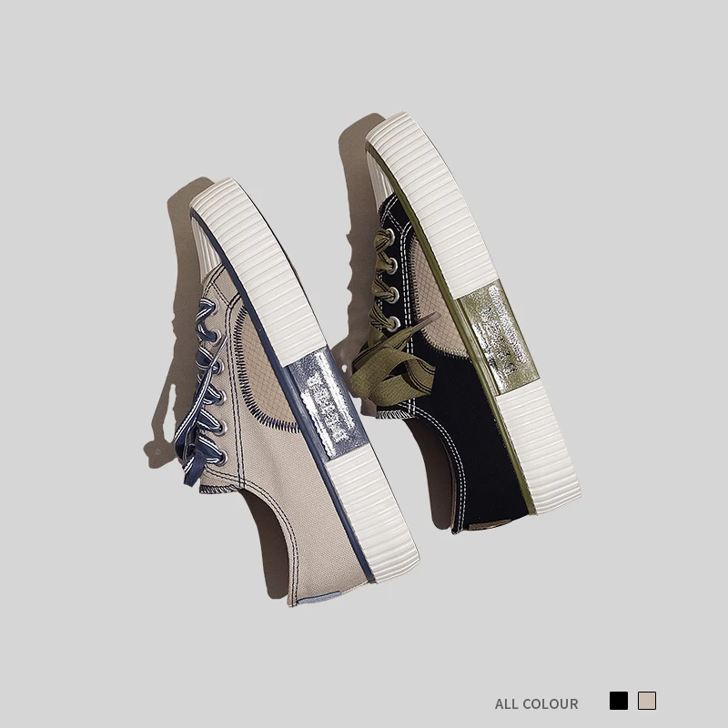 

Low Top Canvas Shoes Woman Comfortable Soft Vulcanized Sneakers For Women 2021 Platform Lace Up Casual Flat Shoes Spring Summer