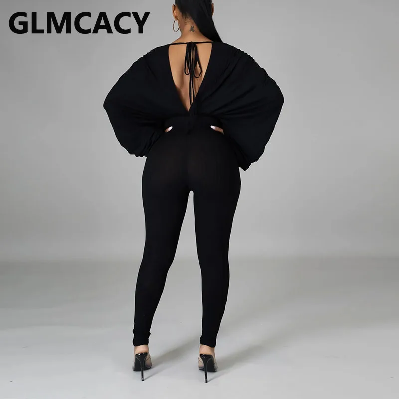 

Women Ruched Long Sleeve V Neck Jumpsuit Chic Tunic Slim Overalls