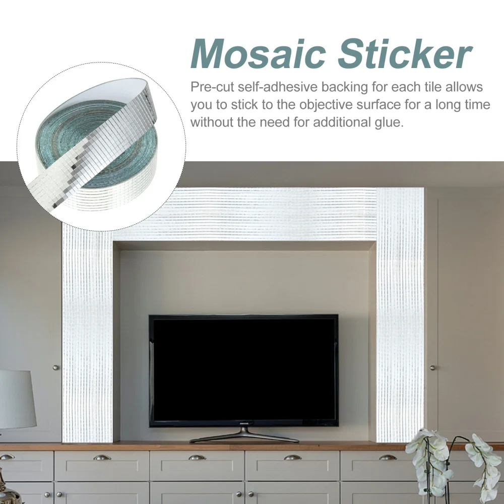 

1 Roll Self-Adhesive Square Mosaic Mirrors Mosaic Tiles DIY Craft Accessory