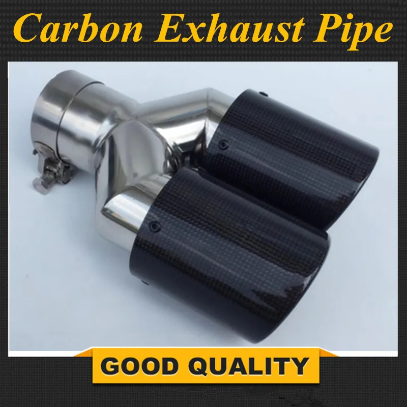 1 шт. Универсальный двойной наконечник для выхлопной трубы из глянцевого