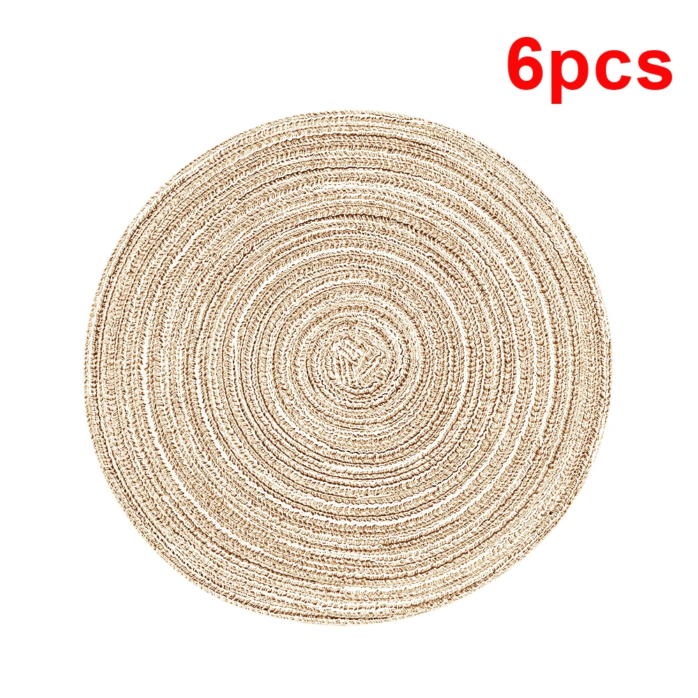 Набор круглых плетеных салфеток 6 моющихся подставок для кухонного стола горячих