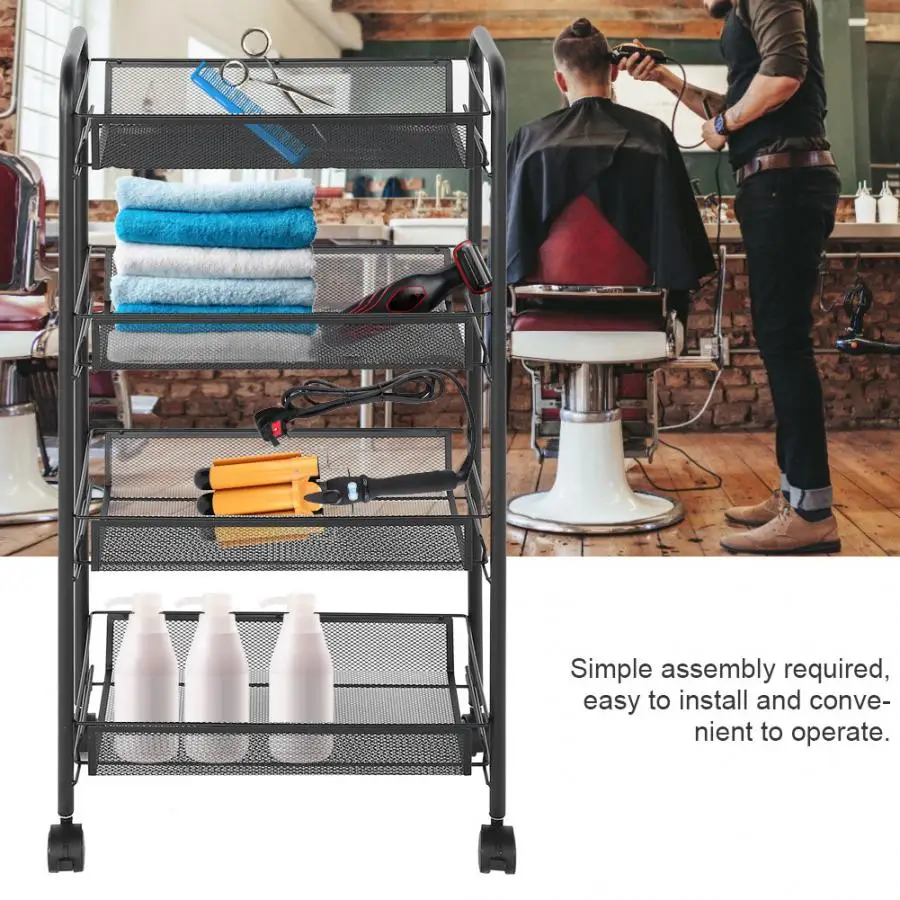 4 яруса на колесиках для кухни металлическая тележка хранения салона красоты