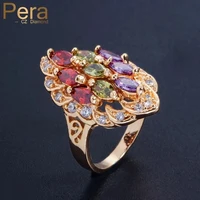 pera dubai yellow gold jewelry multi purple green red stone vintage cz engagement wedding party finger rings for women r017