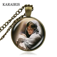 karairis blessed virgin mary mother of baby necklace jesus christ christian pendant catholic religious jewelry gift for women