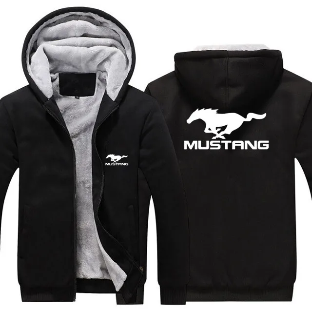 

2021 Hoodies Men ford Mustang Car Logo Print Jacket Mens Hoodies Winter Thicken Warm Fleece cotton Zipper Raglan Coat Male