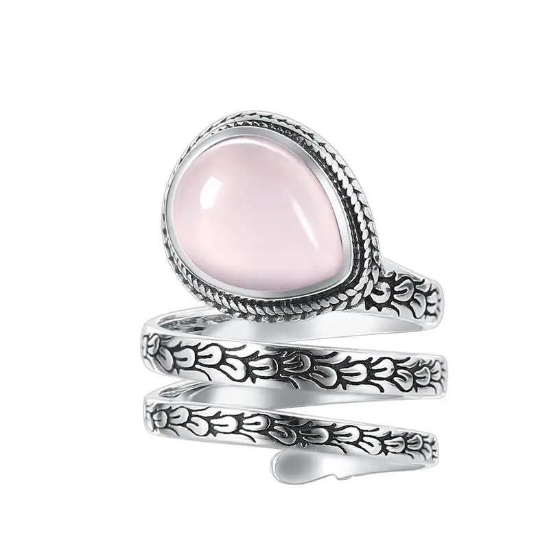 Pink V. YA Настоящее серебряное намоточное кольцо 925 пробы, нежное, любимое, зеленое, CZ кольцо на палец для женщин, девушек, Стерлинговое Серебро, ювелирное изделие, свадебный подарок - Цвет основного камня: Pink