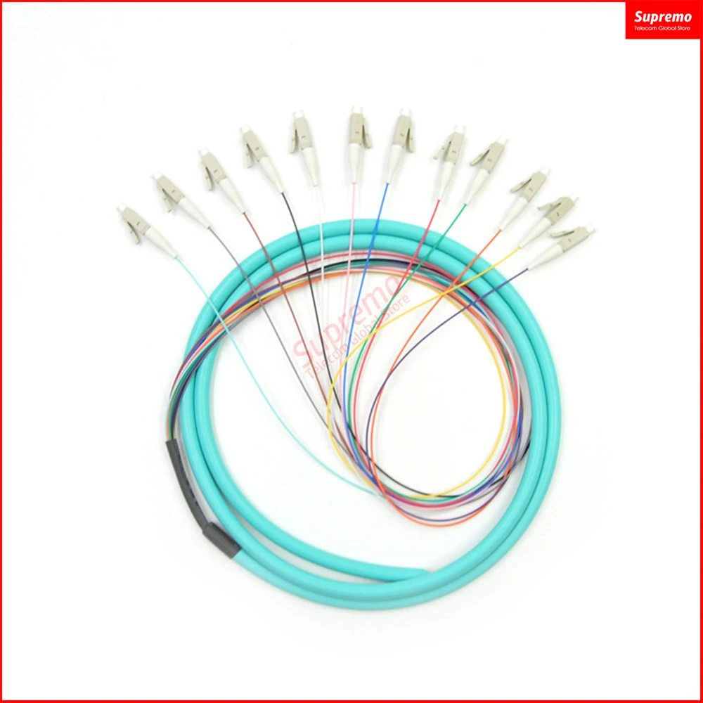 

12 core Fiber Optic Bundle Pigtail LC multimode fiber optical MM OM3 50/125, 5PCS/lot Buy more and save more