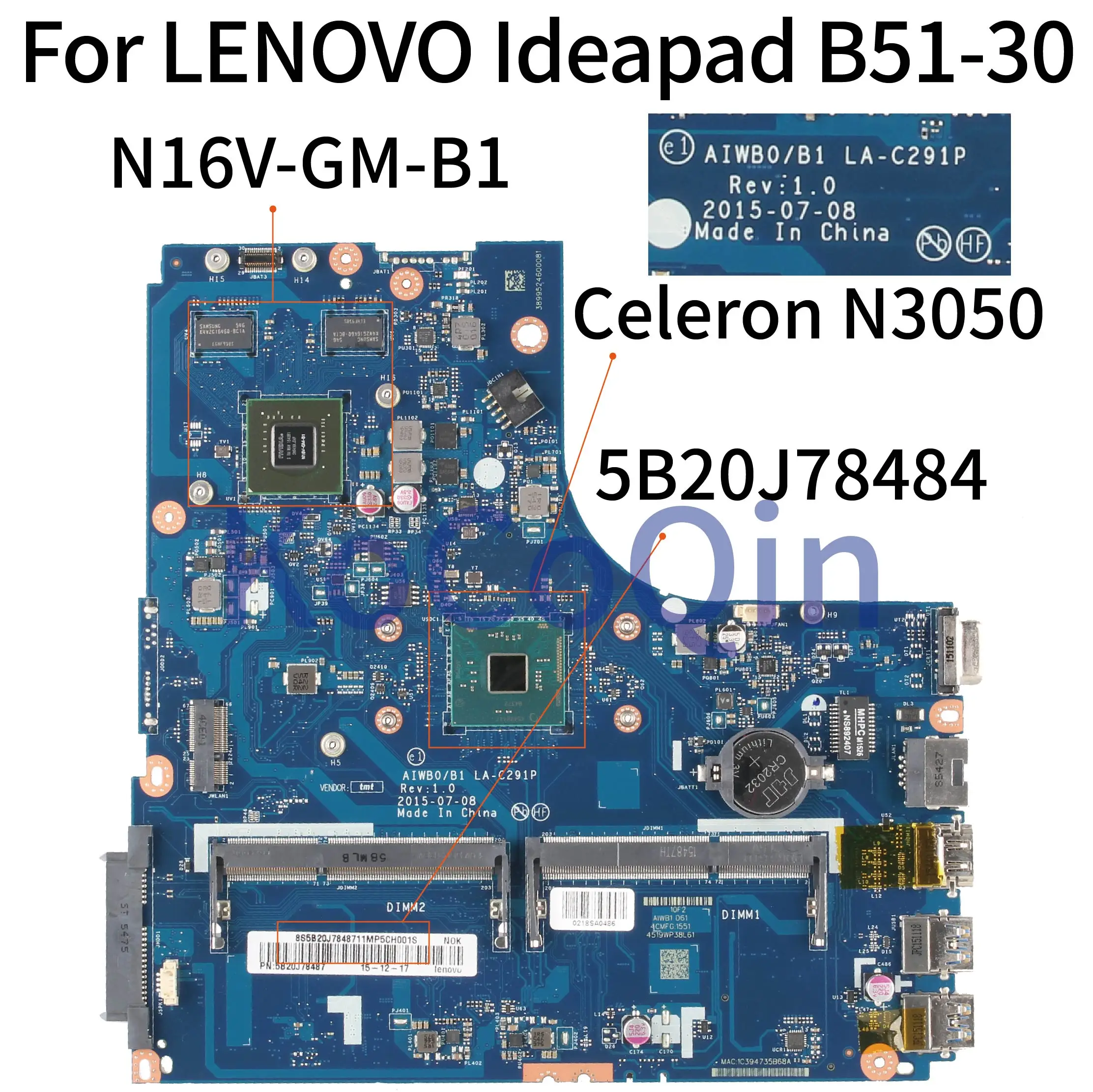   KoCoQin   LENOVO Ideapad B51-30,   LA-C291P SR29H Celeron N3050