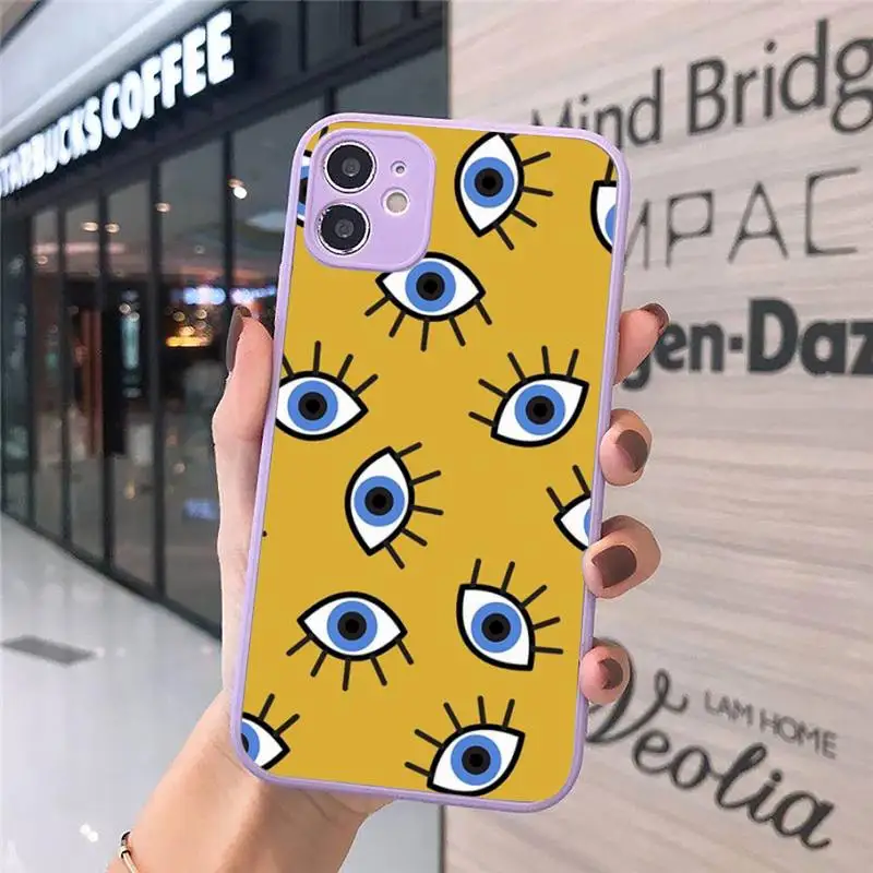 

Evil Eye Illustrations Phone Case Matte Transparent for iPhone 7 8 11 12 s mini pro X XS XR MAX Plus cover funda