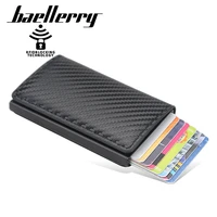 baellerry plaid card holder for men metal aluminum box automatic elastic card case women and men wallets with leather tarjetero