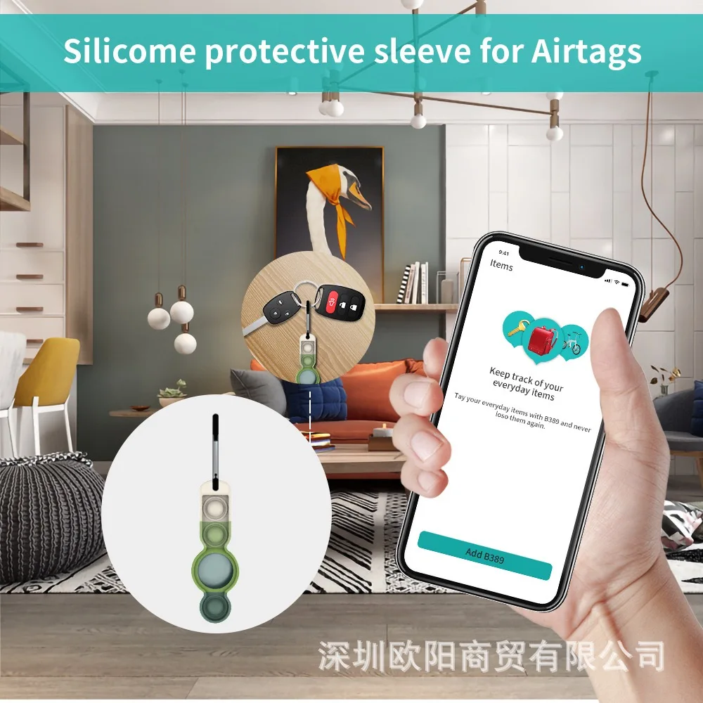 

Soft Silicone Protective Case For Airtags Cover Hangable Keychain Locator Tracker Cover For airtags Case