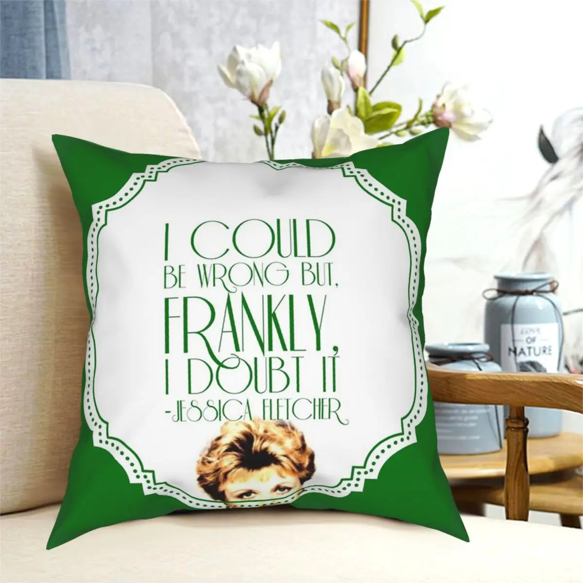 

She's Never Wrong Square Pillowcase Polyester Pattern Zipper Decor for Room Cushion Cover 18"