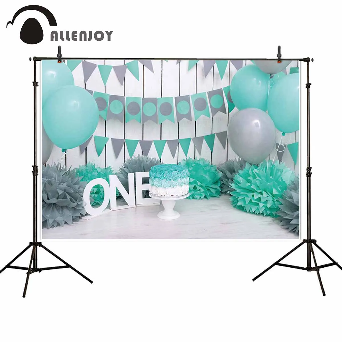 

Фон для фотосъемки Allenjoy с изображением торта, одного первого дня рождения, детских зеленых воздушных шаров, сцены, вечевечерние, фотостудии,...
