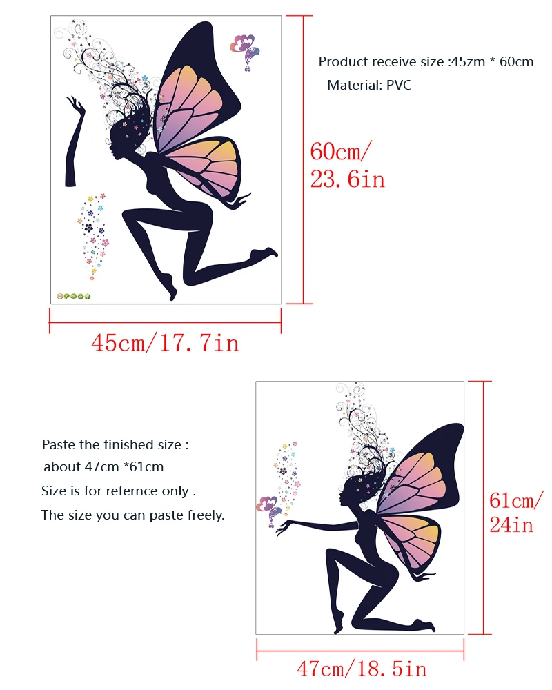 Новый стиль бабочка Elf Настенная Наклейка для девочки гостиной настенное