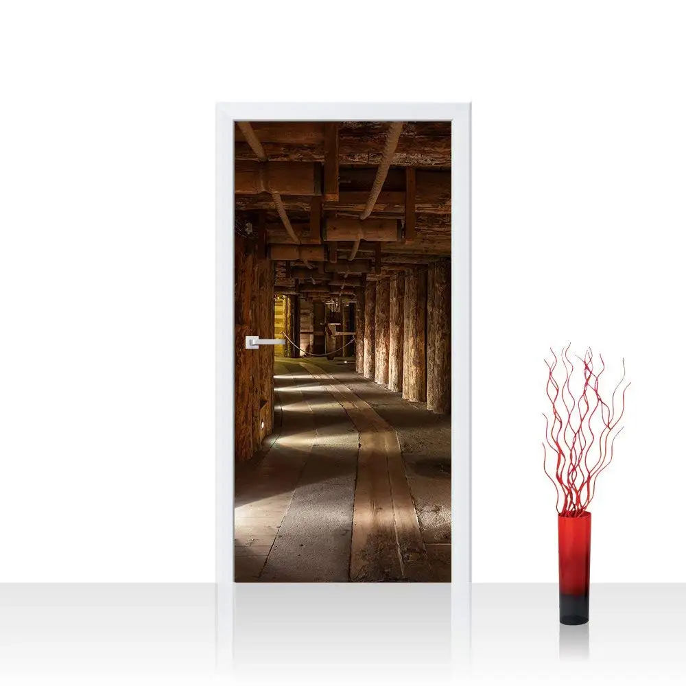 3D настенная дверь деревянный коридор наклейка обои настенный принт на стену