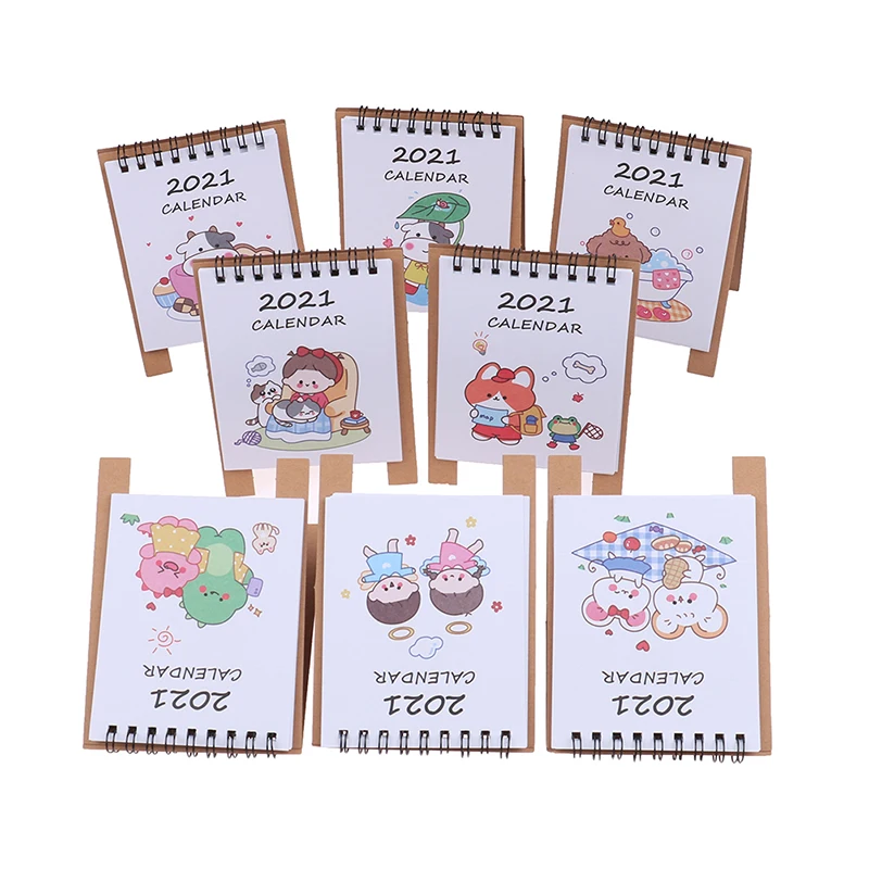 

Cute Yearly Cartoon Desktop Paper Calendar Dual Daily Scheduler Table Planner