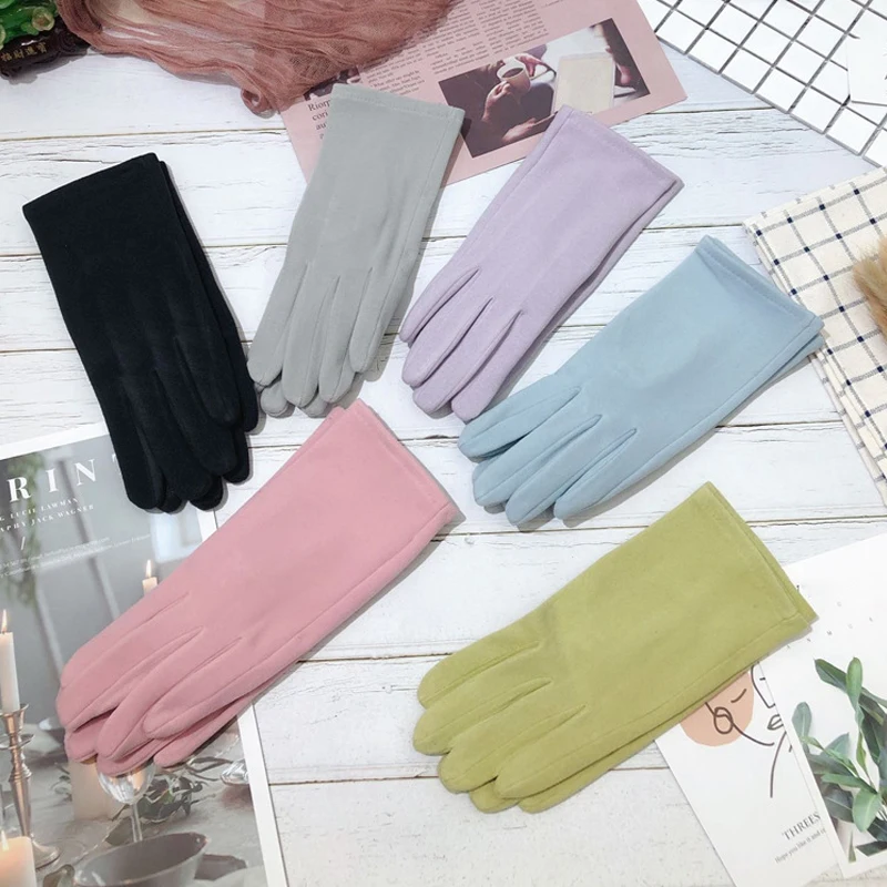 

Female Winter Warm Driving Gloves Women Thin Cashmere Embroidery Elasticity Cycling Windproof Touch Screen Finger Gloves