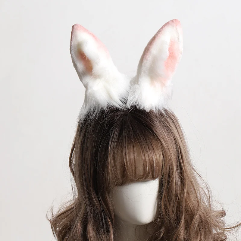 

Обруч для волос с милыми кроличьими ушками для японской девочки, мягкий плюшевый головной убор в стиле "Лолита", для косплея, с животными, дет...
