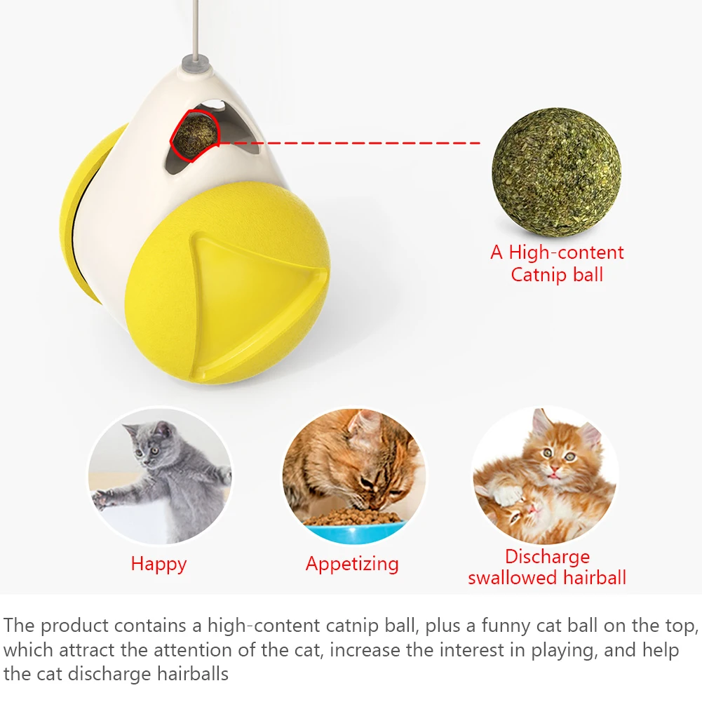 

Interactive Roller Pet Cat Toys Feather Supply Lifting Balls Balance Tumbler Swing Catnip Funny Kitten Puzzle Smart Pet Products