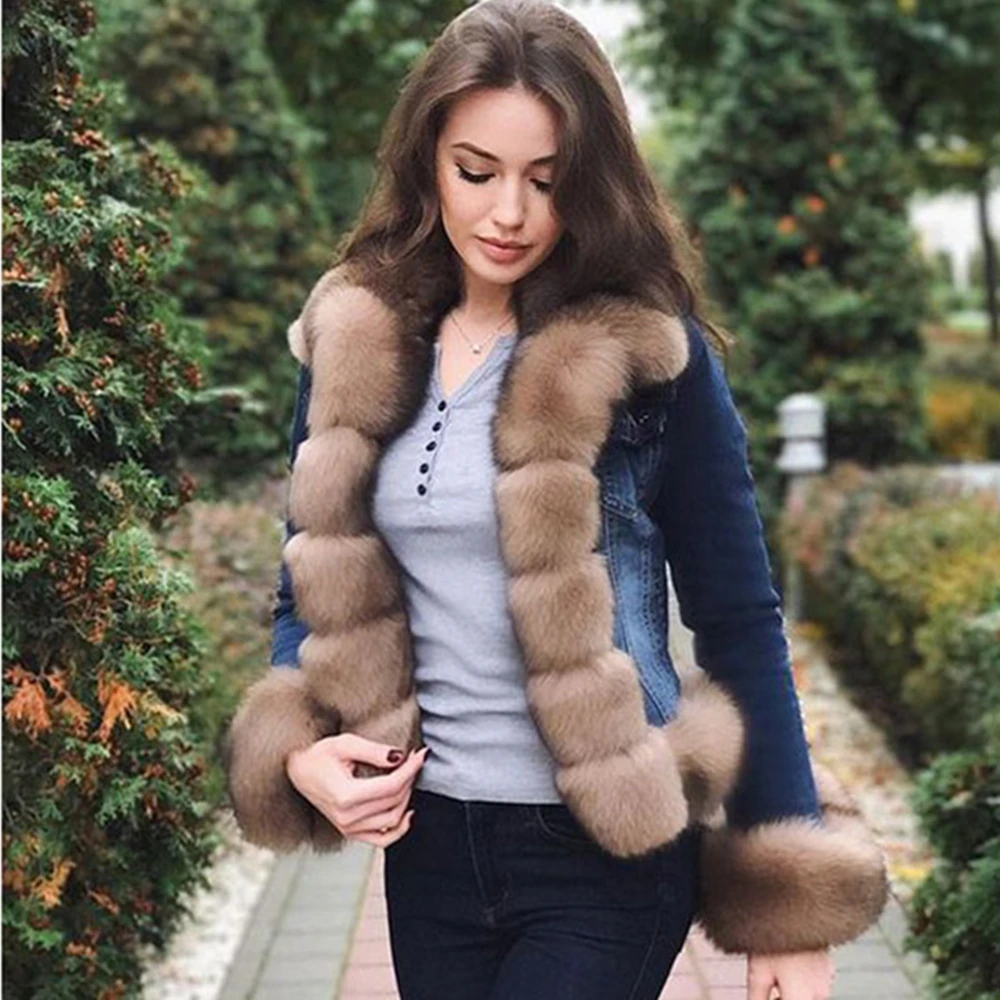 Tatyana Furclub джинсовая парка, пальто из натурального меха, зимняя куртка для женщин, пальто из натурального меха лисы, Толстая теплая меховая парка, куртка из натурального меха